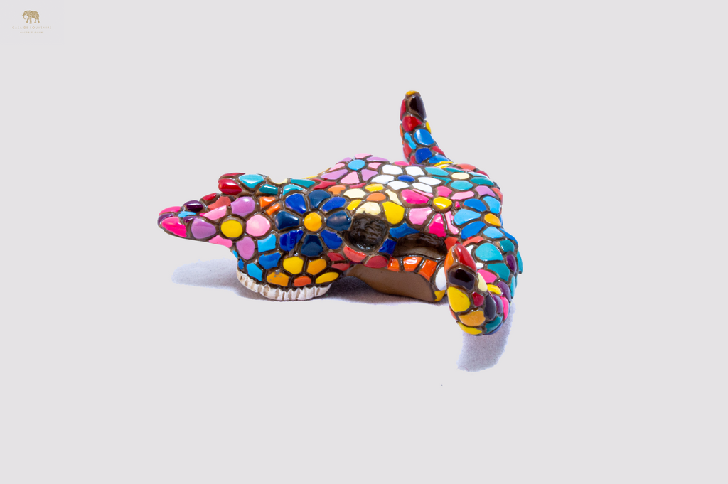 Flower Colored Bull Head Magnets statue made with marble dust and with enamel. It's the best collection in Spain.