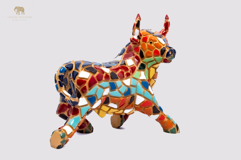 Mosaic Bull statue made with marble dust and with enamel. It's the best collection in Spain.
