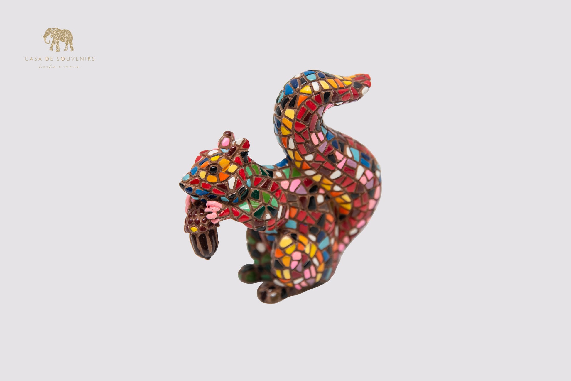 Mix Colours Mosaic Squirrel statue made with marble dust and with enamel. It's the best collection in Spain.