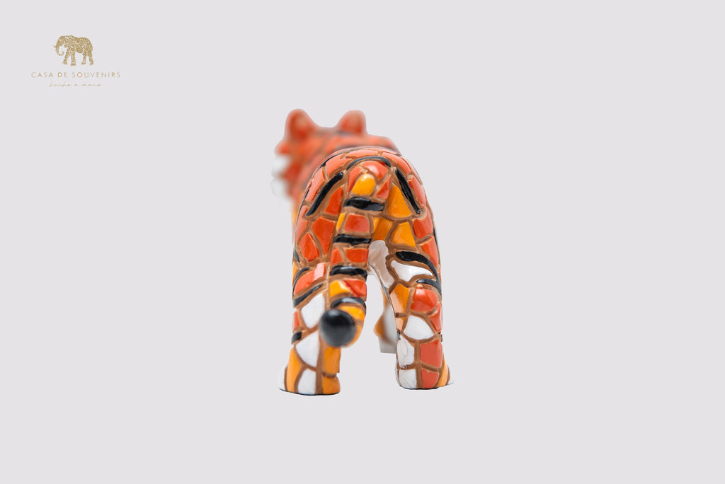 Mix Colours Mosaic Tiger statue made with marble dust and with enamel. It's the best collection in Spain.