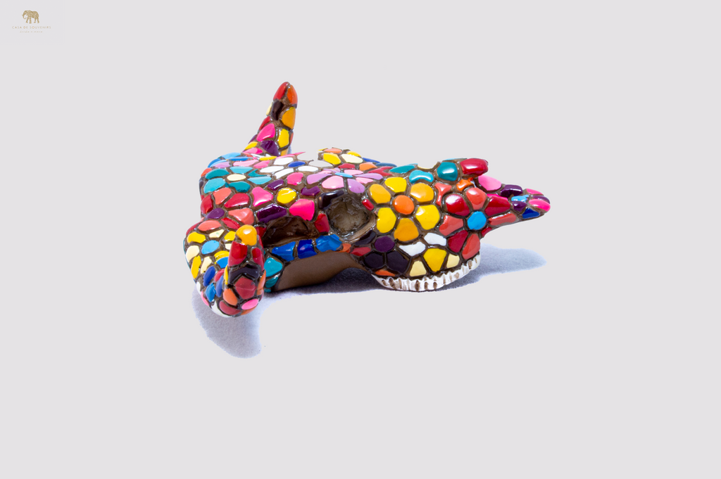 Flower Colored Bull Head Magnets statue made with marble dust and with enamel. It's the best collection in Spain.