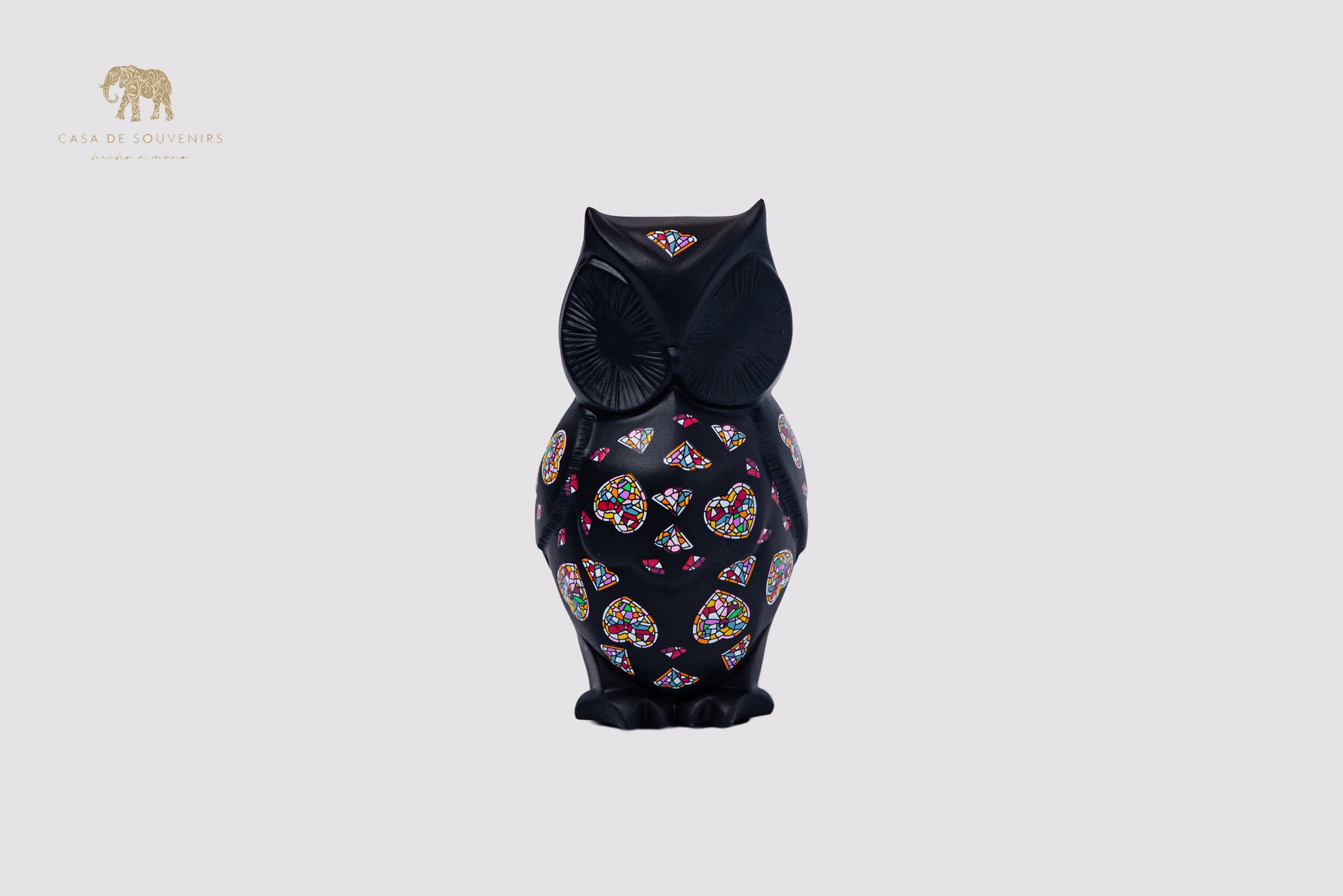 Black Owl Handmade And Hand Painted With Flowers Design One Of The Best Products In Spain.