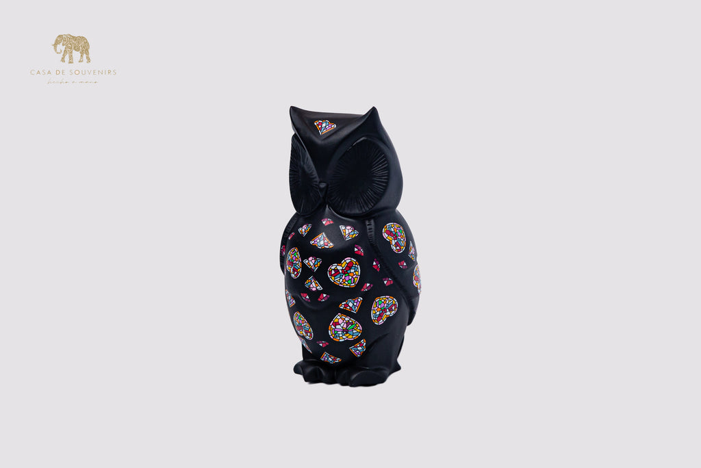 Black Owl Handmade And Hand Painted With Flowers Design One Of The Best Products In Spain.