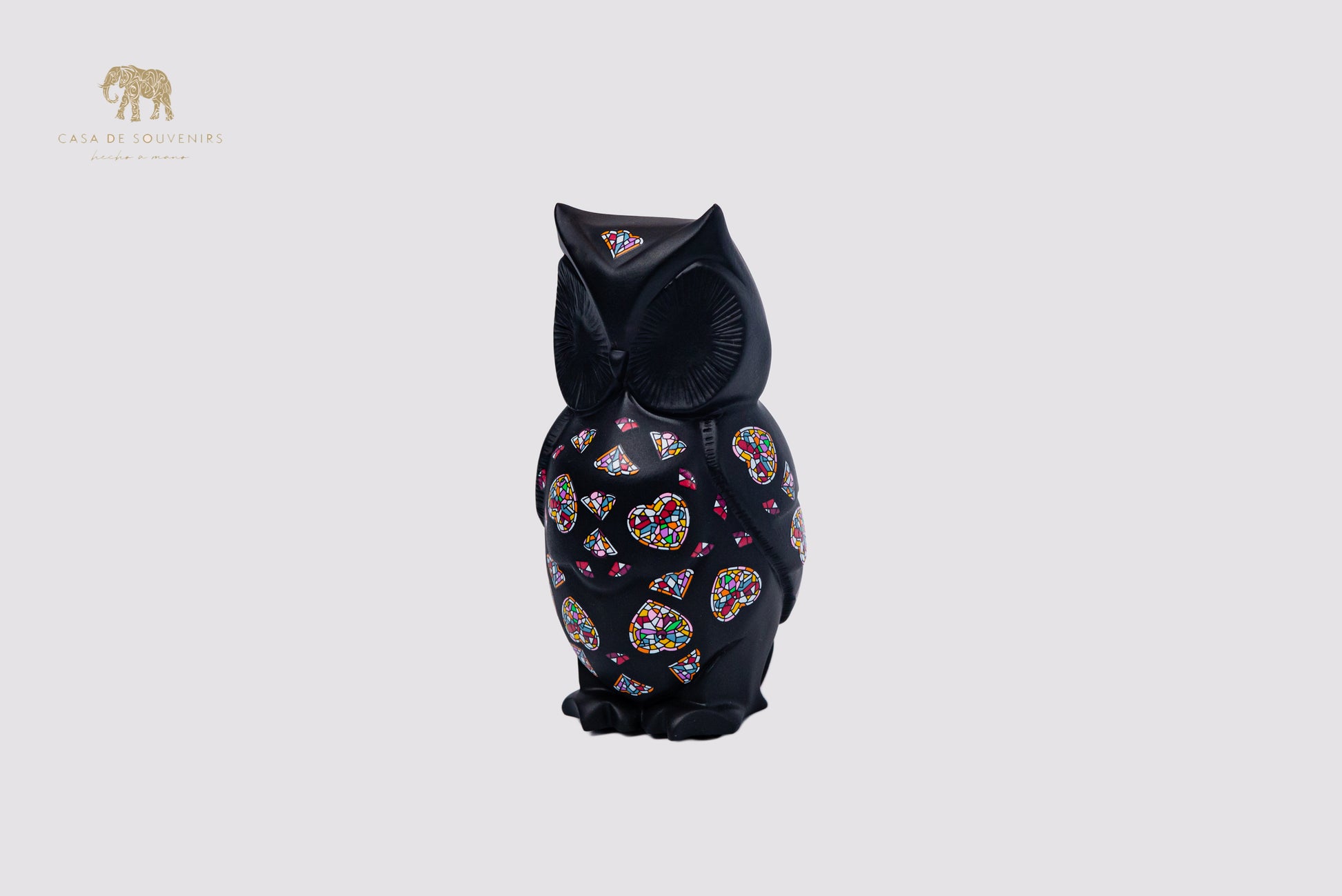 Black Owl Handmade And Hand Painted With Flowers Design One Of The Best Products In Spain.