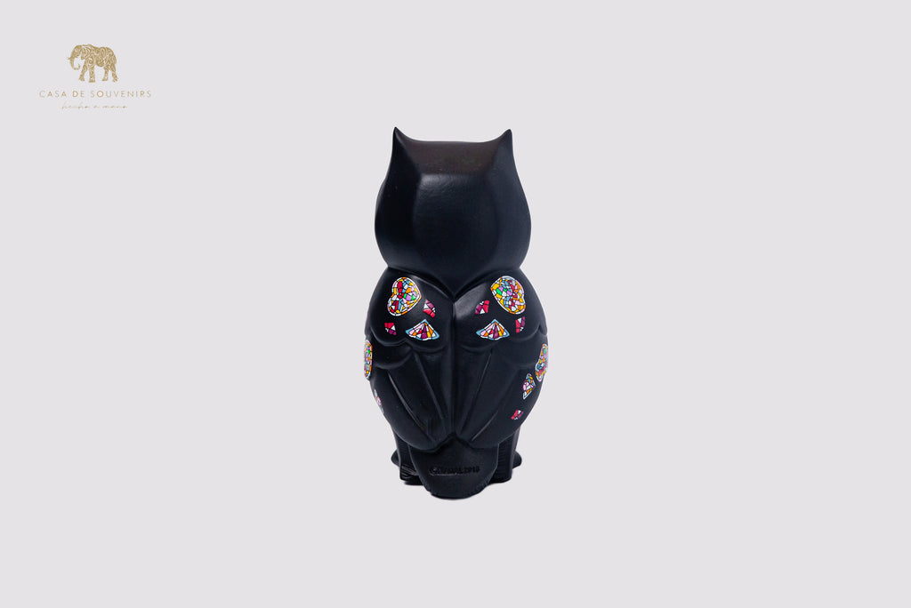Black Owl Handmade And Hand Painted With Flowers Design One Of The Best Products In Spain.