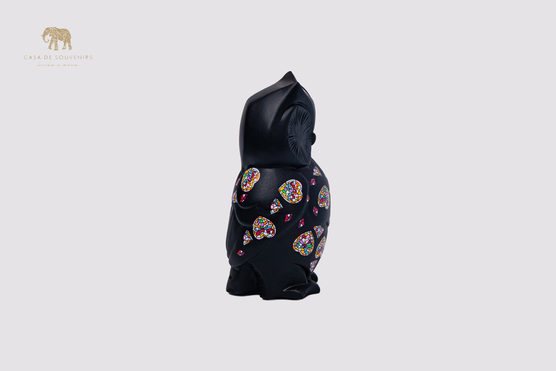 Black Owl Handmade And Hand Painted With Flowers Design One Of The Best Products In Spain.