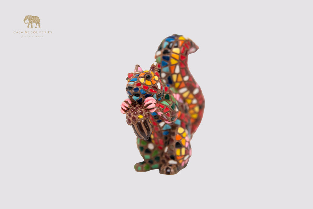 Mix Colours Mosaic Squirrel statue made with marble dust and with enamel. It's the best collection in Spain.