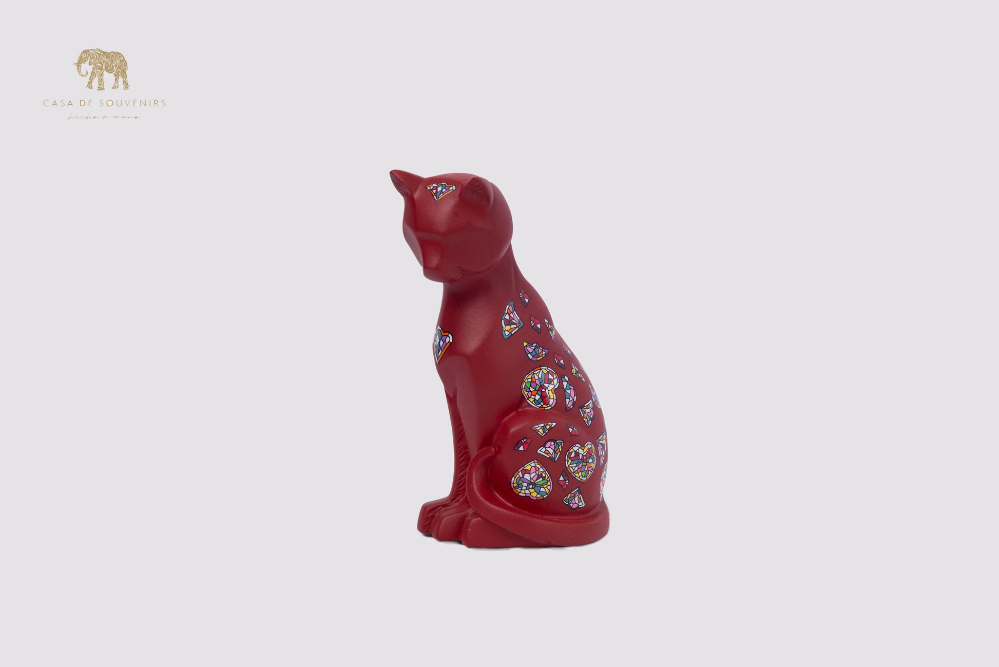 Red Cat Handmade And Hand Painted With Flowers Design One Of The Best Products In Spain.