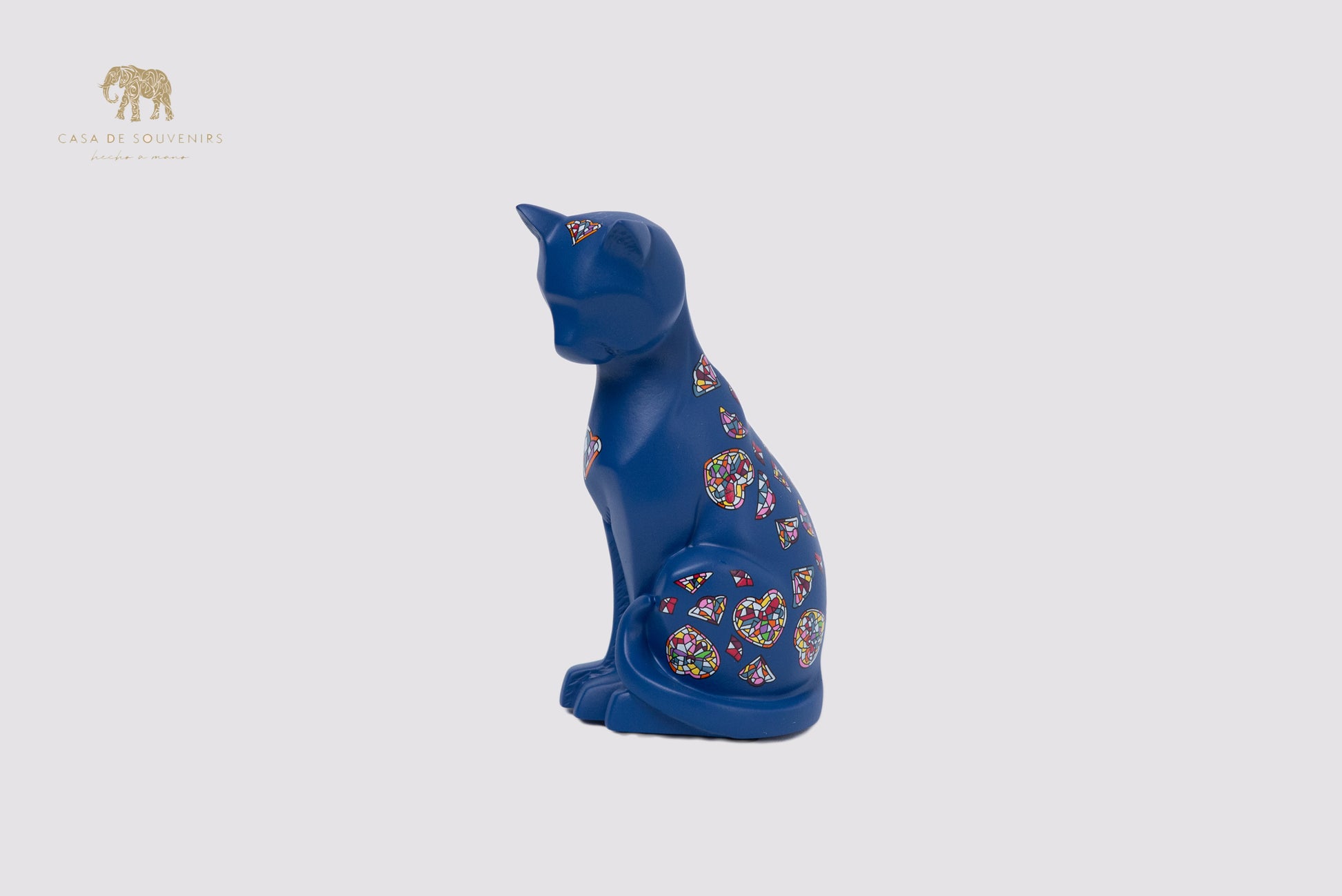 Blue Cat Handmade And Hand Painted With Flowers Design One Of The Best Products In Spain.