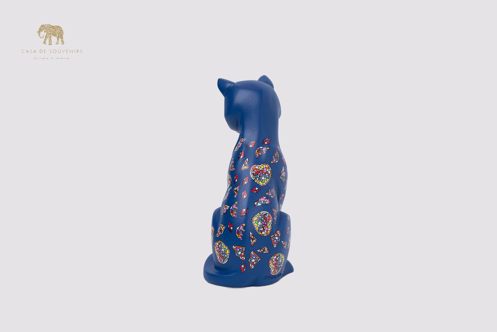 Blue Cat Handmade And Hand Painted With Flowers Design One Of The Best Products In Spain.