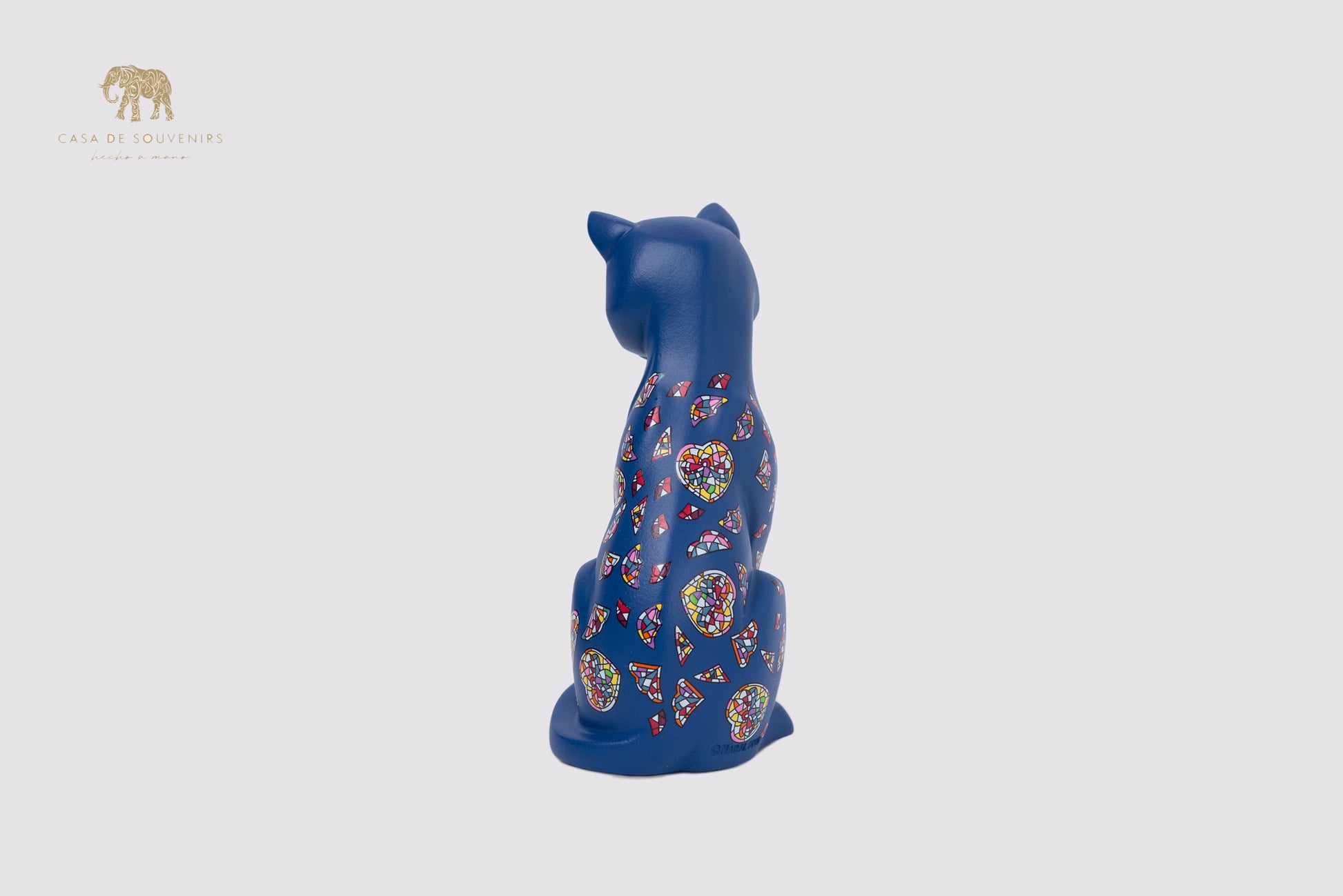 Blue Cat Handmade And Hand Painted With Flowers Design One Of The Best Products In Spain.