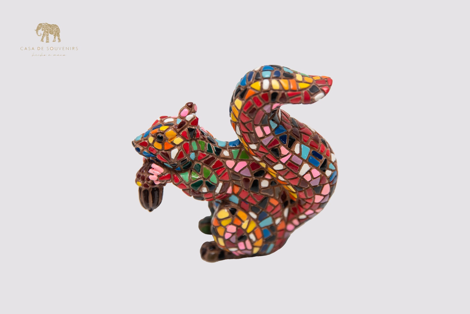 Mix Colours Mosaic Squirrel statue made with marble dust and with enamel. It's the best collection in Spain.