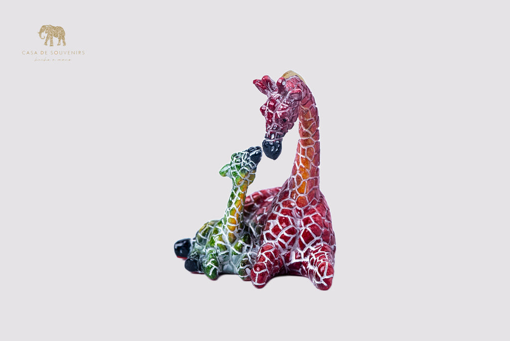 Couple giraffe Mix Colores statue made with marble dust and with enamel. It's the best collection in Spain.