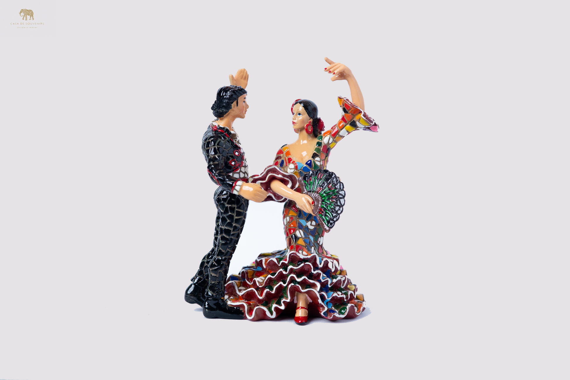 Flamenco Couple Mosaic Spanish dancer with fan, statue made with marble dust and with enamel. It's the best collection in Spain .