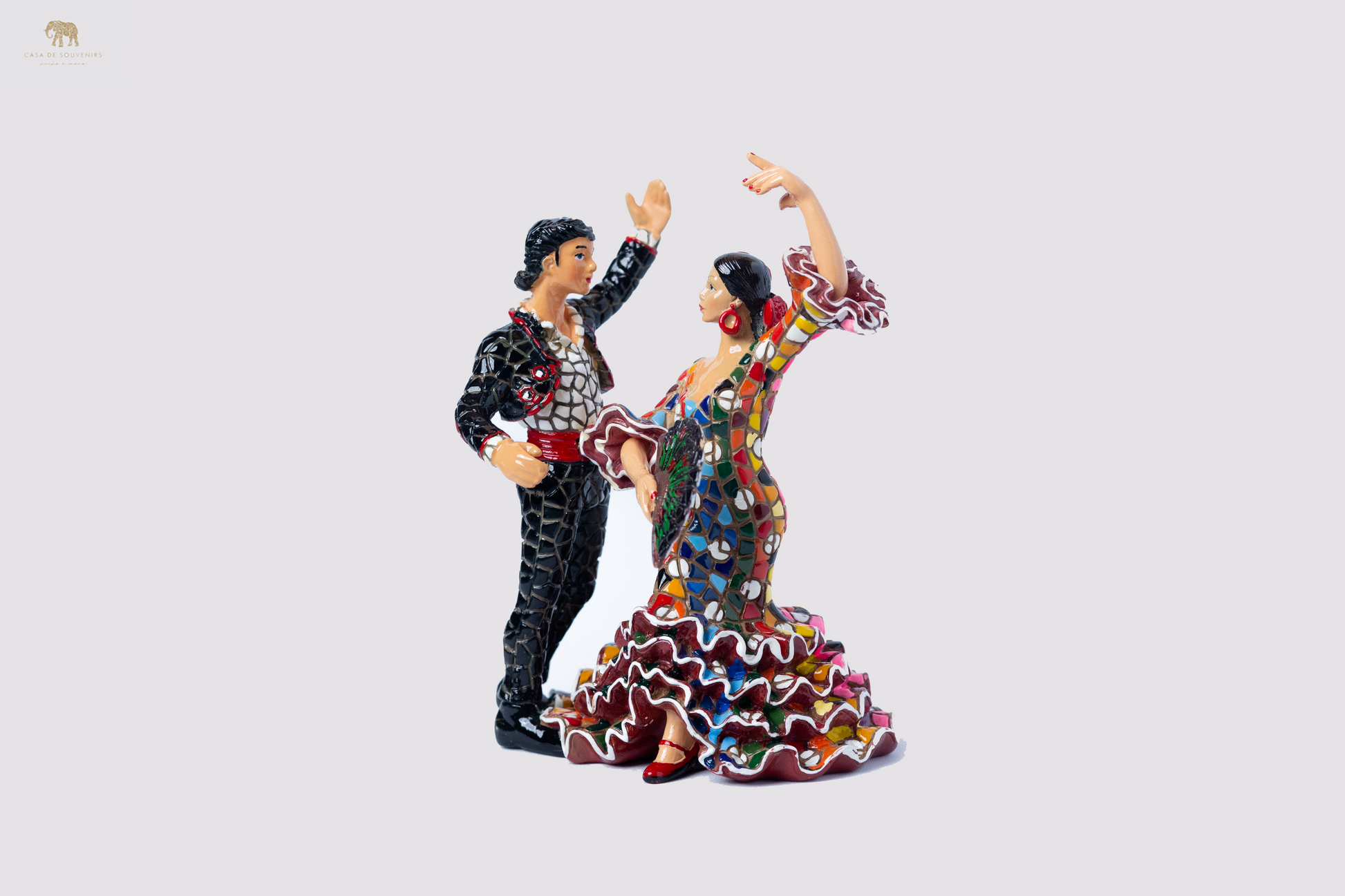 Flamenco Couple Mosaic Spanish dancer with fan, statue made with marble dust and with enamel. It's the best collection in Spain .
