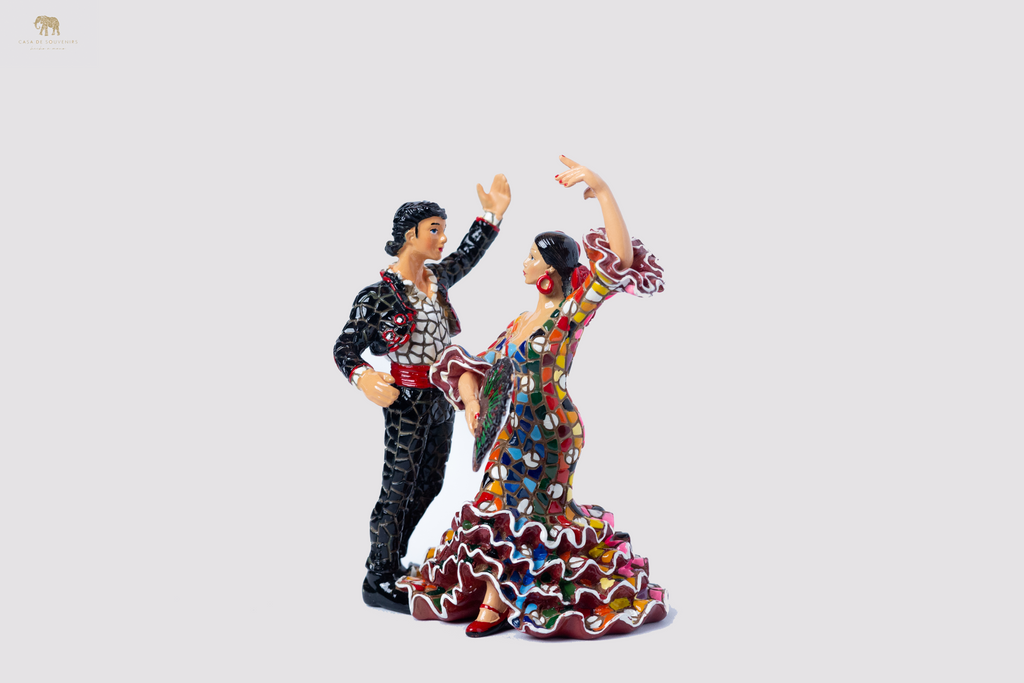 Flamenco Couple Mosaic Spanish dancer with fan, statue made with marble dust and with enamel. It's the best collection in Spain .
