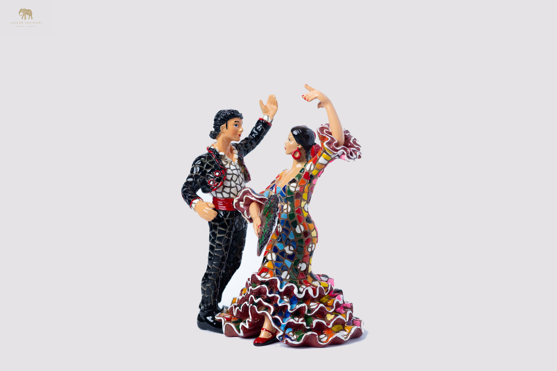 Flamenco Couple Mosaic Spanish dancer with fan, statue made with marble dust and with enamel. It's the best collection in Spain .