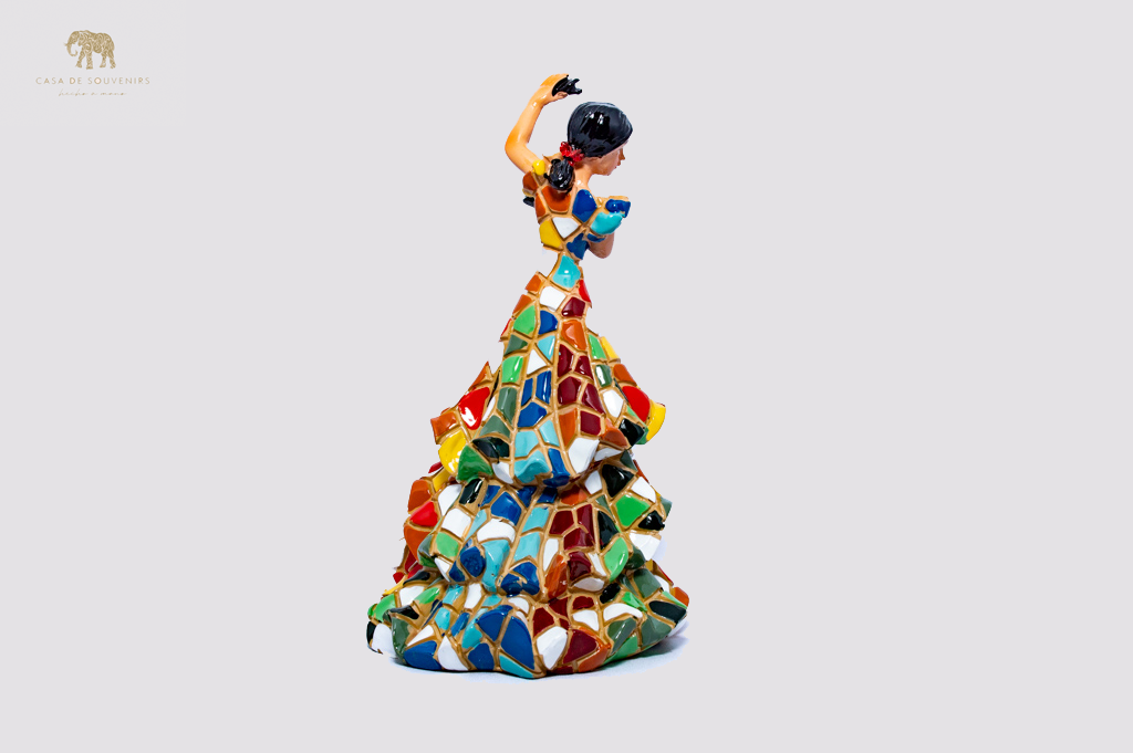 Mosaic Spanish flamenco dancer with castanets statue made with marble dust and with enamel. It's the best collection in Spain.