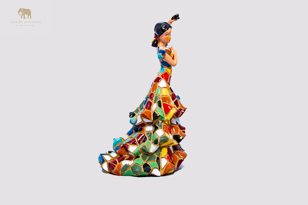 Mosaic Spanish flamenco dancer with castanets statue made with marble dust and with enamel. It's the best collection in Spain.