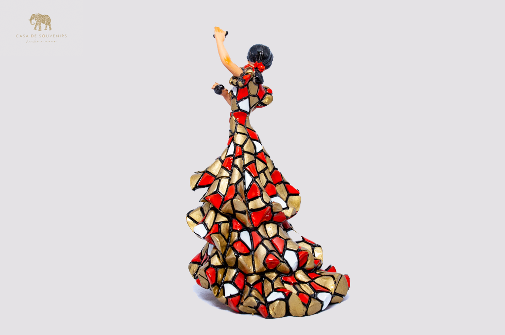 Red Mosaic Spanish flamenco dancer statue made with marble dust and with enamel. It's the best collection in Spain.