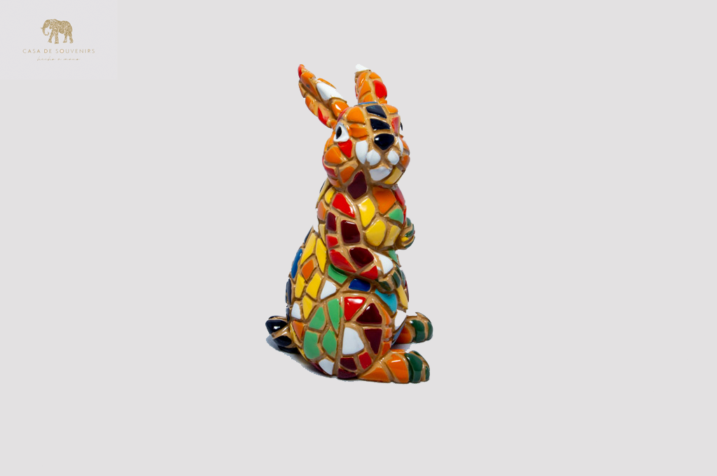 Mosaic Rabbit statue made with marble dust and with enamel. It's the best collection in Spain.