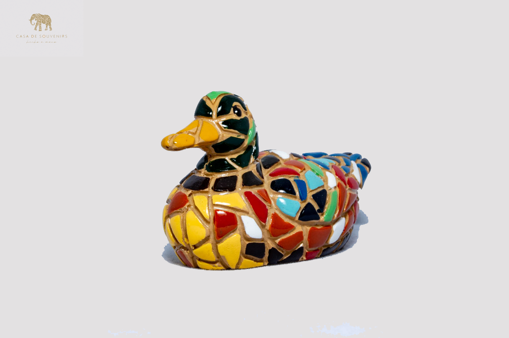 Mosaic Duck statue made with marble dust and with enamel. It's the best collection in Spain.