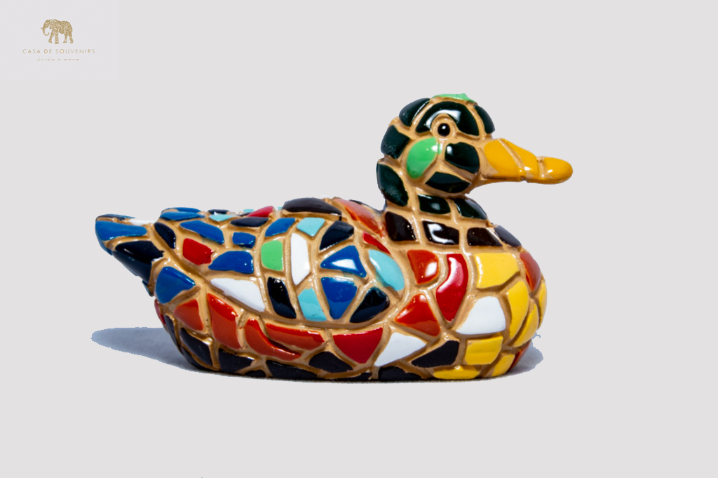 Mosaic Duck statue made with marble dust and with enamel. It's the best collection in Spain.