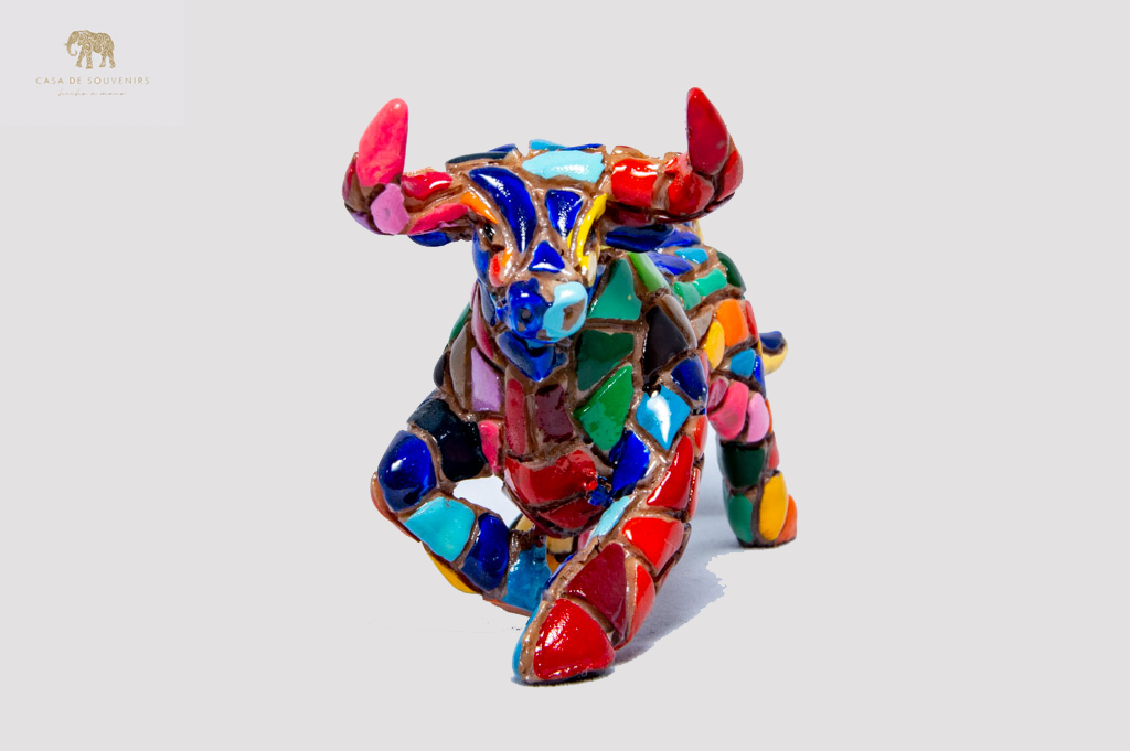 Red And Blue Bull , Bull figurine, Bull Statue, Decorative Bull, Figura de toro, Multicolor bull ,Hand Painted