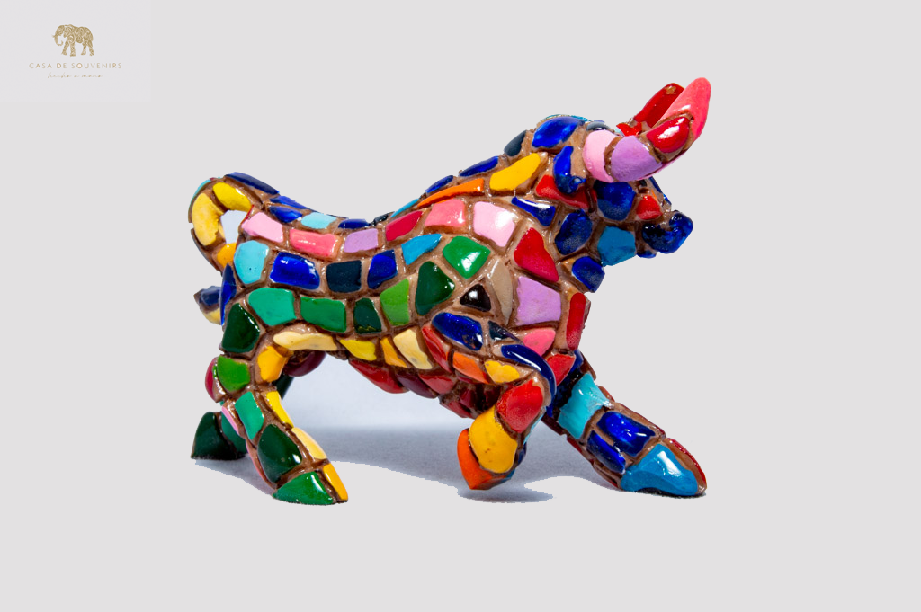 Red And Blue Bull , Bull figurine, Bull Statue, Decorative Bull, Figura de toro, Multicolor bull ,Hand Painted