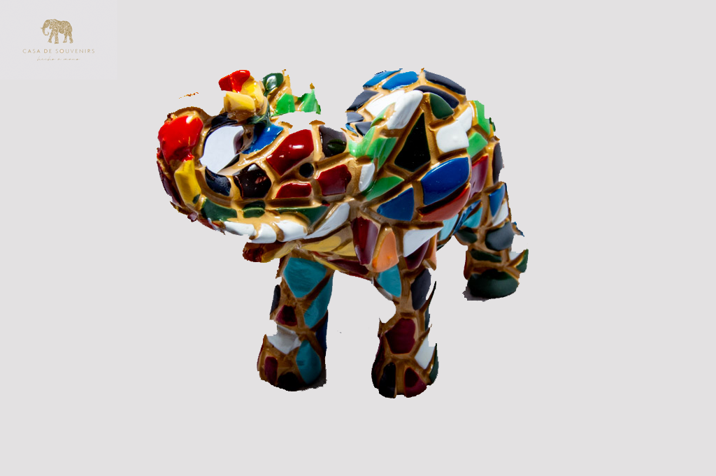 Mosaic Elephant statue made with marble dust and with enamel. It's the best collection in Spain.