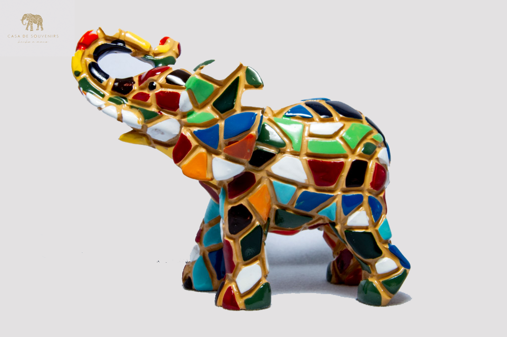Mosaic Elephant statue made with marble dust and with enamel. It's the best collection in Spain.