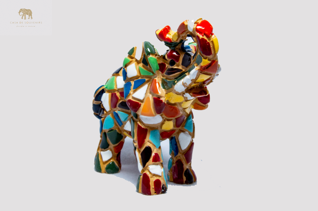 Mosaic Elephant statue made with marble dust and with enamel. It's the best collection in Spain.