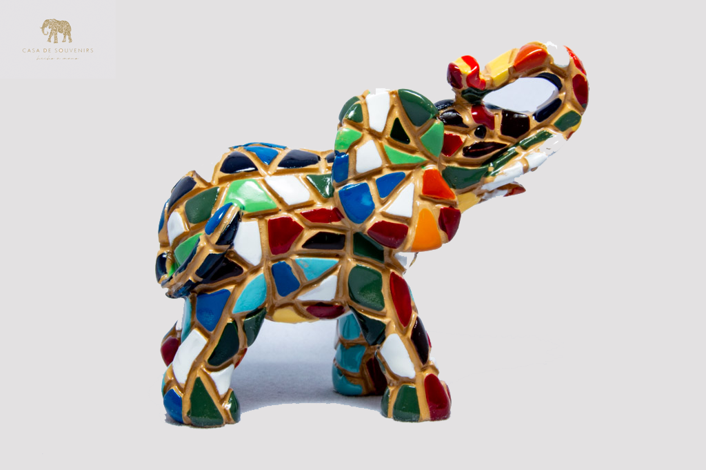 Mosaic Elephant statue made with marble dust and with enamel. It's the best collection in Spain.