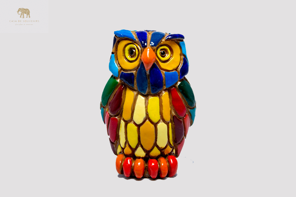Red And Blue Owl 7(CM) , Owl figurine, Owl Statue, Decorative Owl, Figura de Búho, Multicolor Owl ,Hand Painted