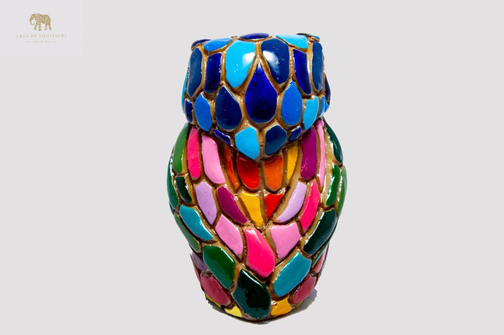 Red And Blue Owl 7(CM) , Owl figurine, Owl Statue, Decorative Owl, Figura de Búho, Multicolor Owl ,Hand Painted