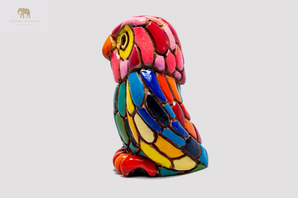 Pink And Blue Owl 7(CM) , Owl figurine, Owl Statue, Decorative Owl, Figura de Búho, Multicolor Owl ,Hand Painted