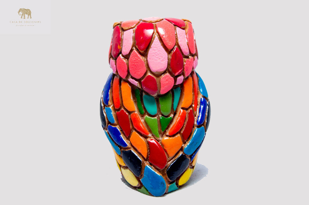 Pink And Blue Owl 7(CM) , Owl figurine, Owl Statue, Decorative Owl, Figura de Búho, Multicolor Owl ,Hand Painted