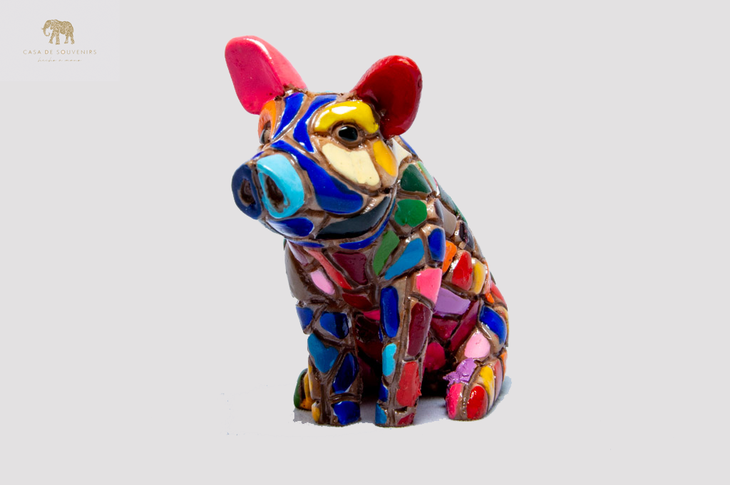 Red And Blue Pig , Pig figurine, Pig Statue, Decorative Pig, Figura de Cerdo, Multicolor Pig ,Hand Painted