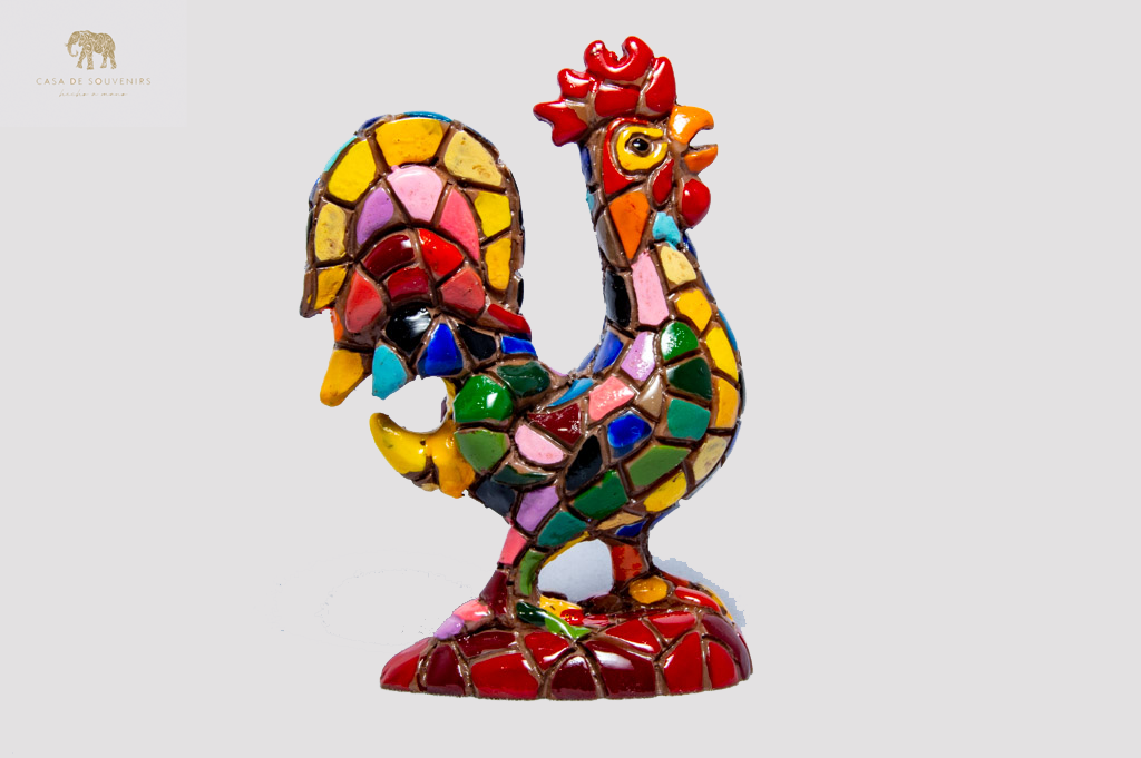 Red And Blue Rooster , Rooster figurine, Rooster Statue, Decorative Rooster, Figura de Gallo, Multicolor Rooster ,Hand Painted