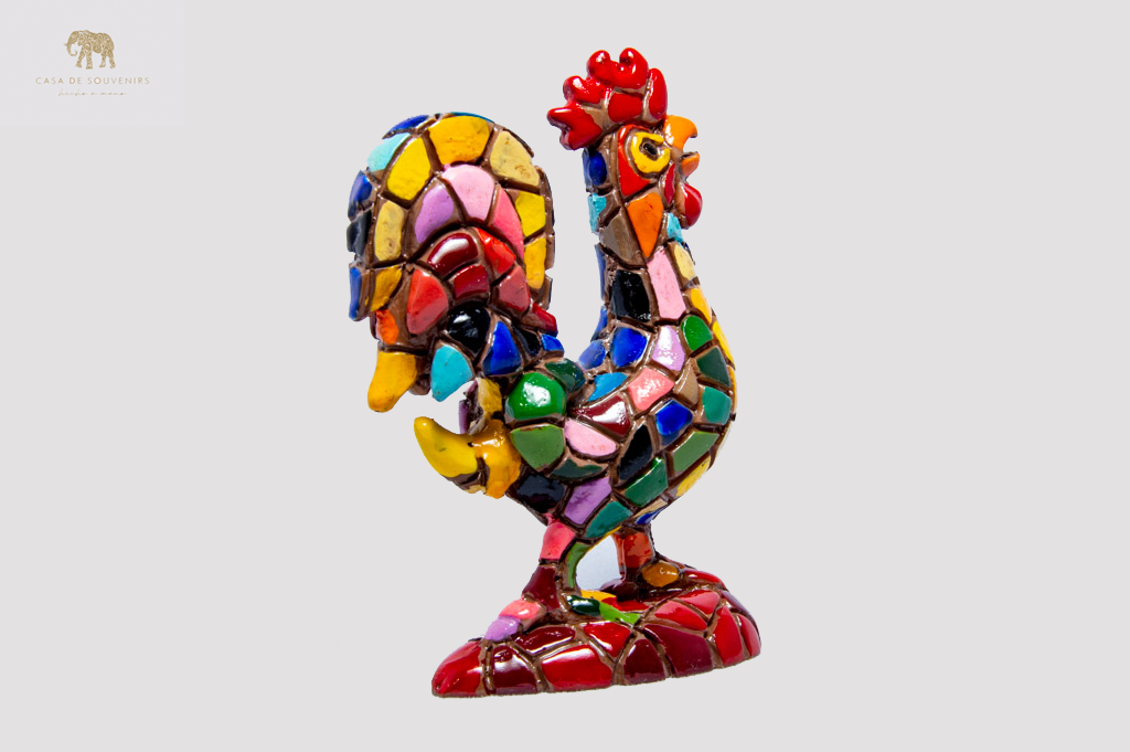 Red And Blue Rooster , Rooster figurine, Rooster Statue, Decorative Rooster, Figura de Gallo, Multicolor Rooster ,Hand Painted