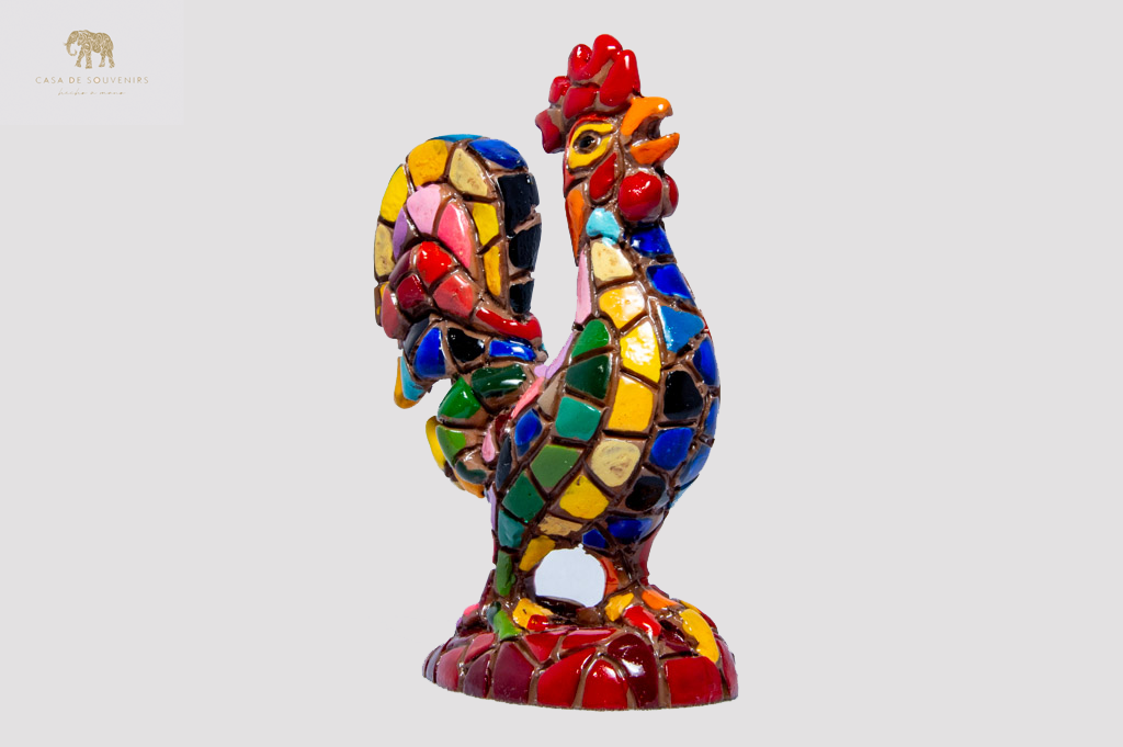Red And Blue Rooster , Rooster figurine, Rooster Statue, Decorative Rooster, Figura de Gallo, Multicolor Rooster ,Hand Painted