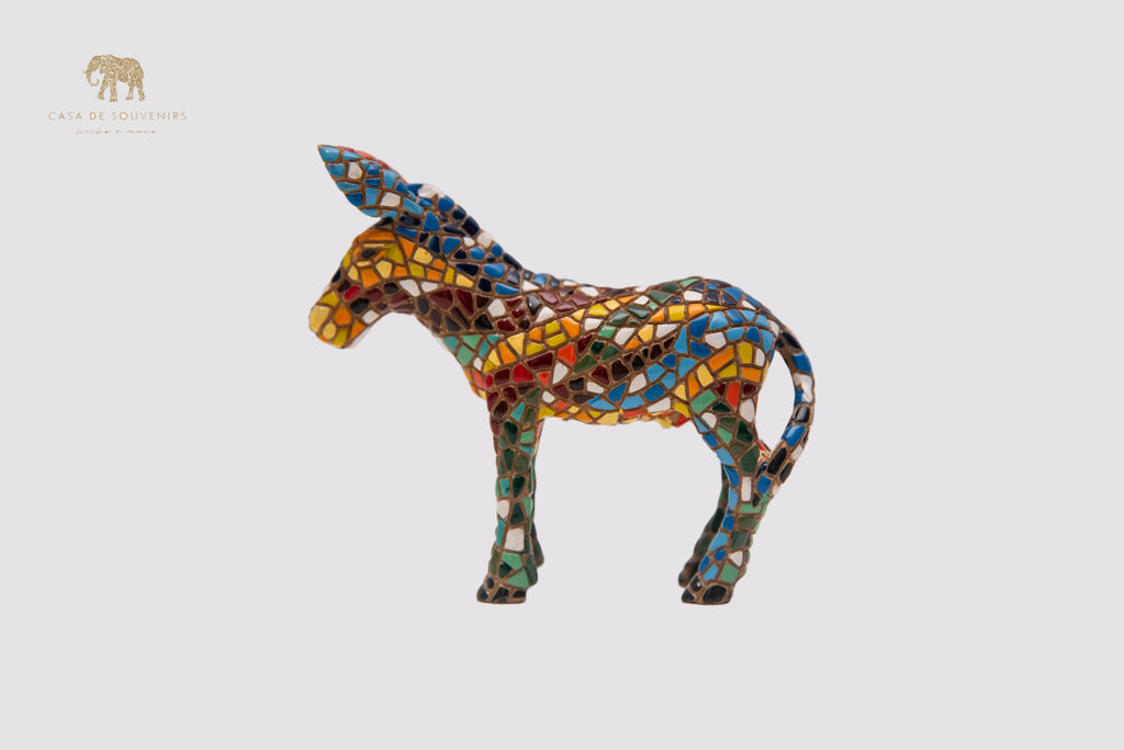 Mix Colours Mosaic Donkey statue made with marble dust and with enamel. It's the best collection in Spain.