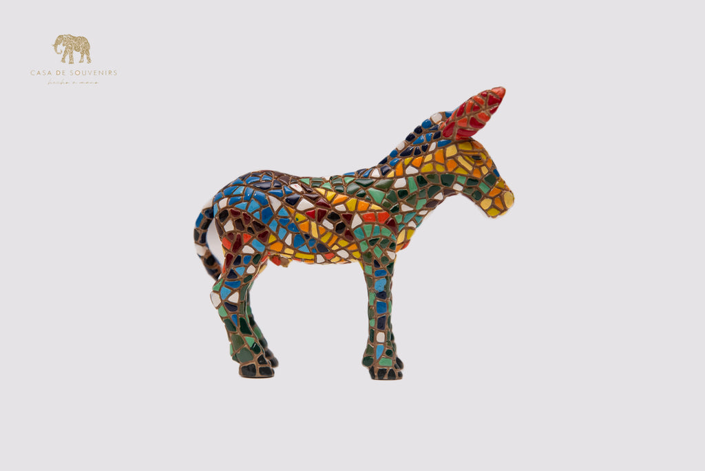 Mix Colours Mosaic Donkey statue made with marble dust and with enamel. It's the best collection in Spain.