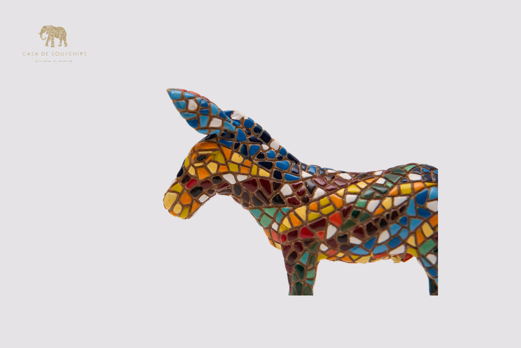 Mix Colours Mosaic Donkey statue made with marble dust and with enamel. It's the best collection in Spain.