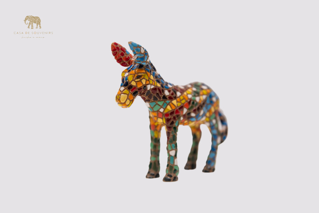 Mix Colours Mosaic Donkey statue made with marble dust and with enamel. It's the best collection in Spain.