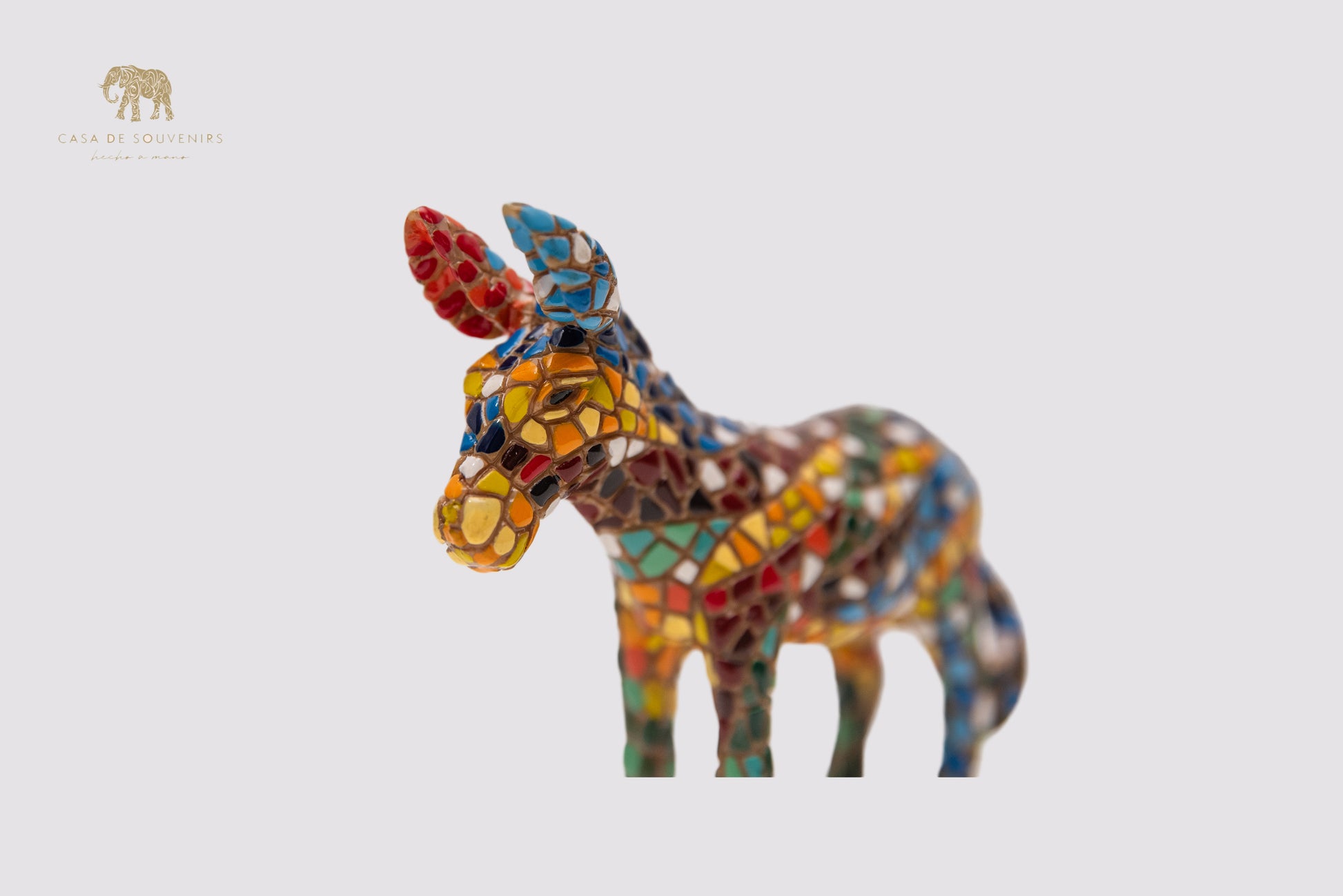 Mix Colours Mosaic Donkey statue made with marble dust and with enamel. It's the best collection in Spain.