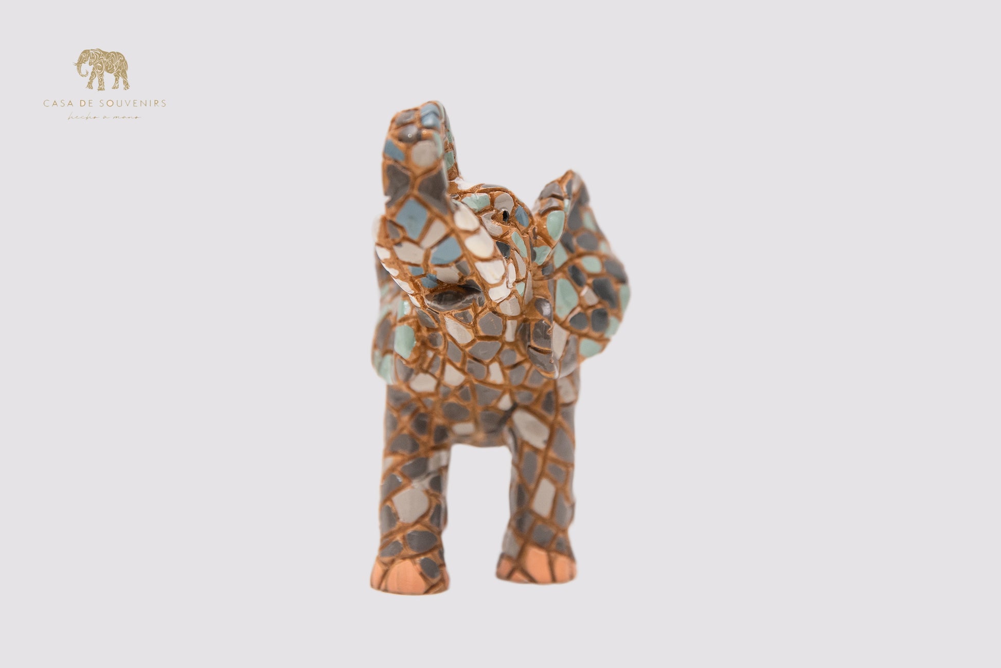 Mosaic Elephant Gray statue made with marble dust and with enamel. It's the best collection in Spain.