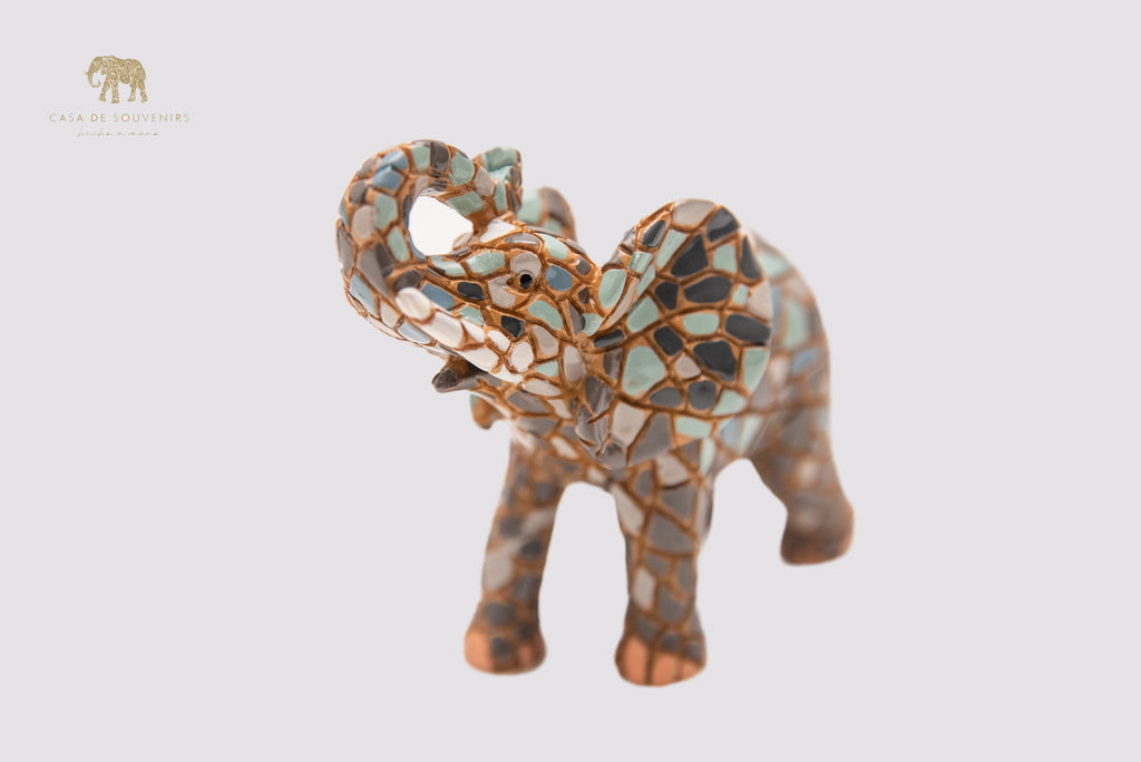 Mosaic Elephant Gray statue made with marble dust and with enamel. It's the best collection in Spain.