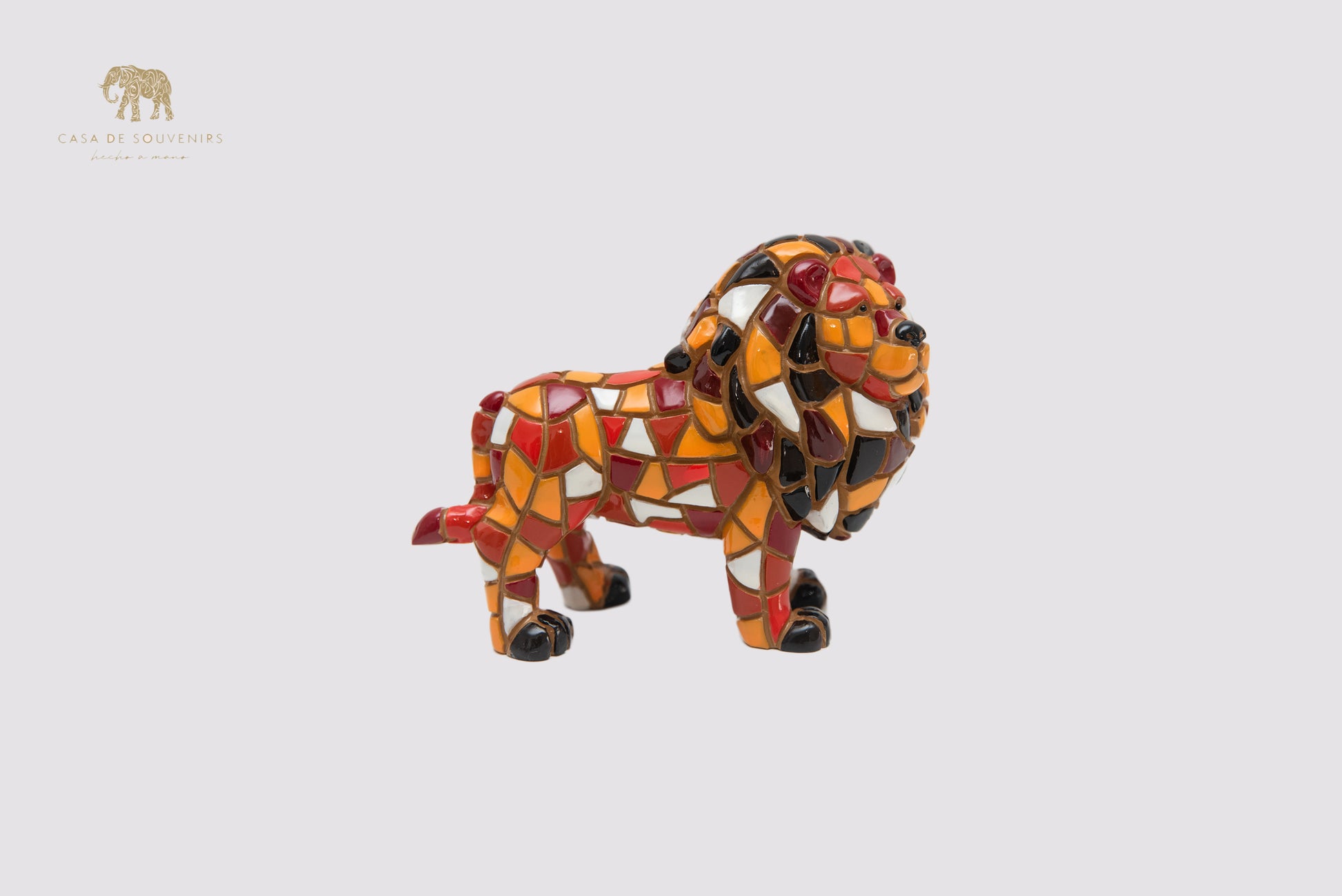 Mosaic Lion statue made with marble dust and with enamel. It's the best collection in Spain.