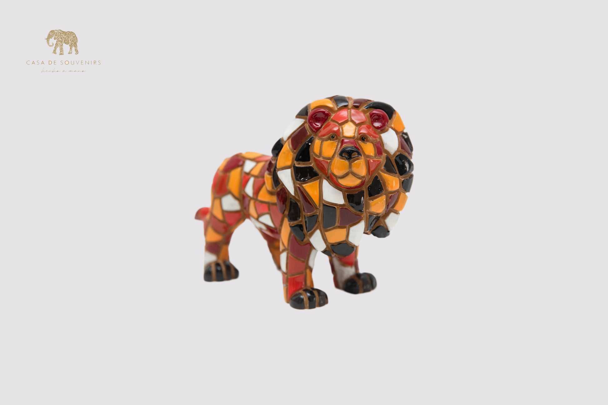 Mosaic Lion statue made with marble dust and with enamel. It's the best collection in Spain.